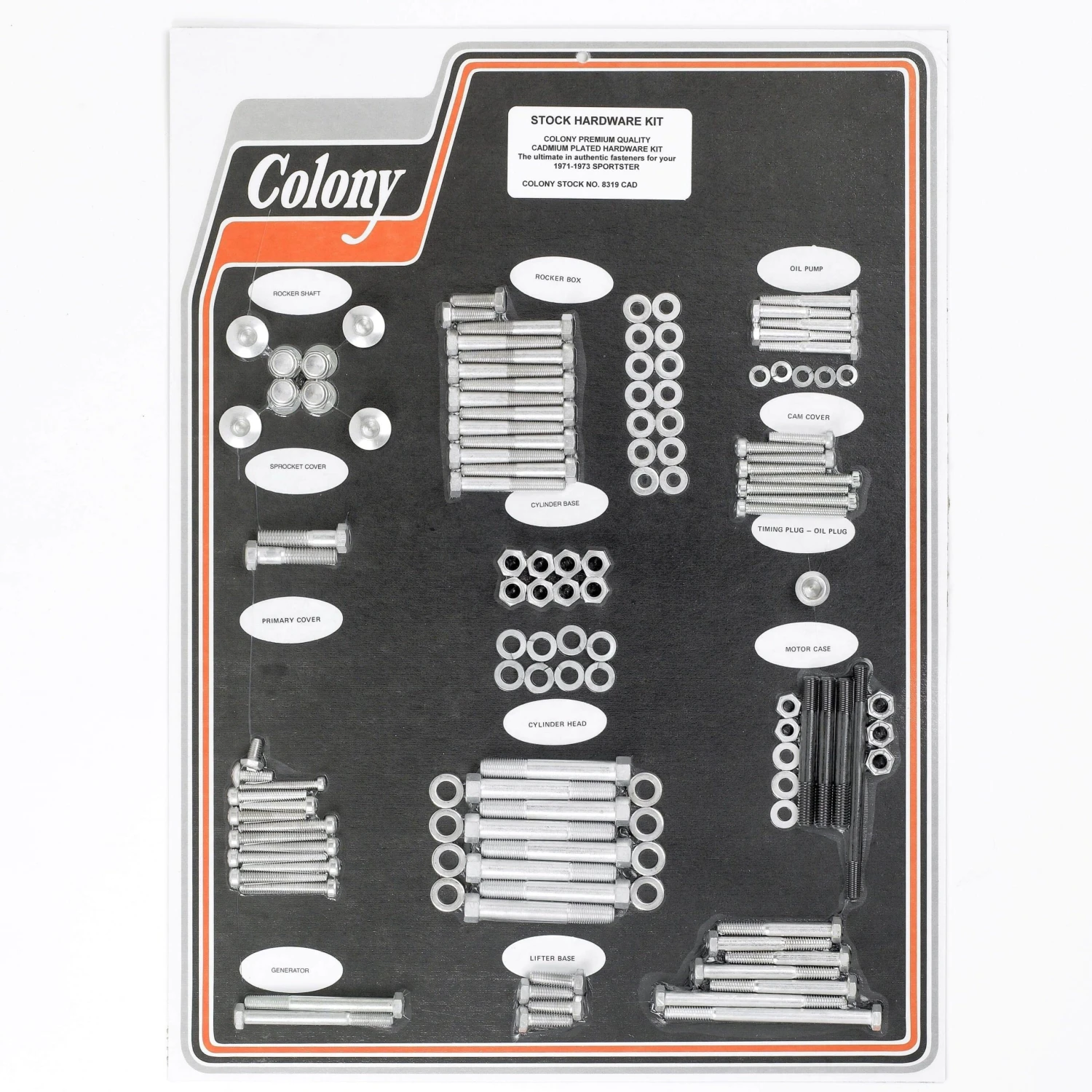 #8319 CAD Complete Stock Hardware Kit - 1971 - 1973 Sportster - Cad Plated 1 #8319 CAD Complete Stock Hardware Kit - 1971 - 1973 Sportster - Cad Plated