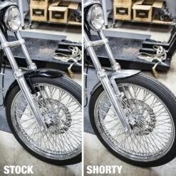 Shorty Front Fender - Harley-Davidson 1973-up XL FX FXR 35mm 39mm Narrow Glide Front Forks - OEM # 59031-83 -Moto Core Parts 006491 lowbrow customs shorty front fender harley davidson 39mm narrow glide front forks 1
