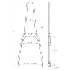 Chrome Square Top Sissy Bar - Flat Fender - Model A Tail Light -Moto Core Parts 011898 Gasbox Chrome Square Top Sissy Bar Flat Fender Model A Tail Light Specs