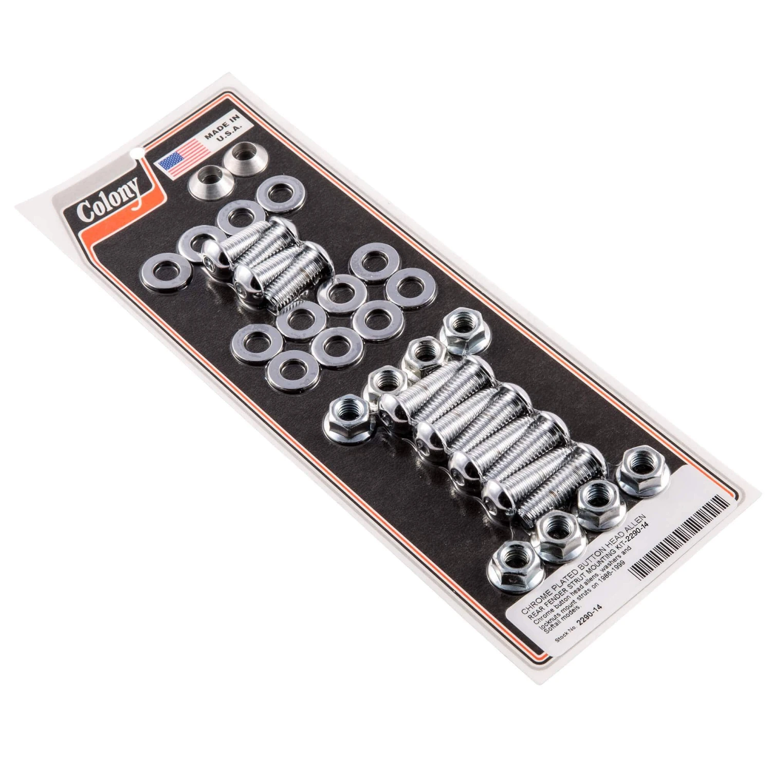 #2290-14 Rear Fender Strut Chrome Button Head Allen Mounting Kit Softail 86-99 1 #2290-14 Rear Fender Strut Chrome Button Head Allen Mounting Kit Softail 86-99