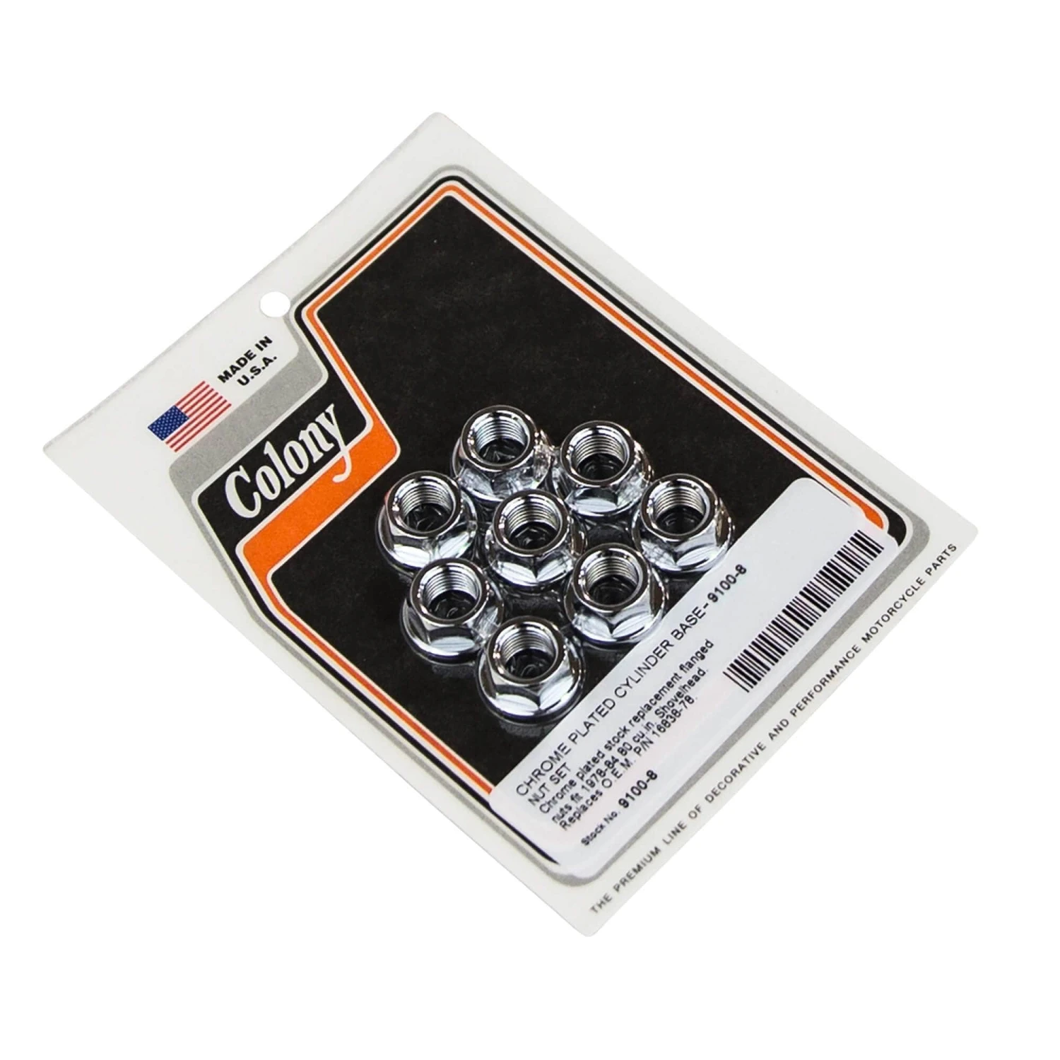 #9100-8 Cylinder Base Nut Set Chrome H-D Shovelhead 78-84 80 Cu. In. OEM 16838-78 1 #9100-8 Cylinder Base Nut Set Chrome H-D Shovelhead 78-84 80 Cu. In. OEM 16838-78