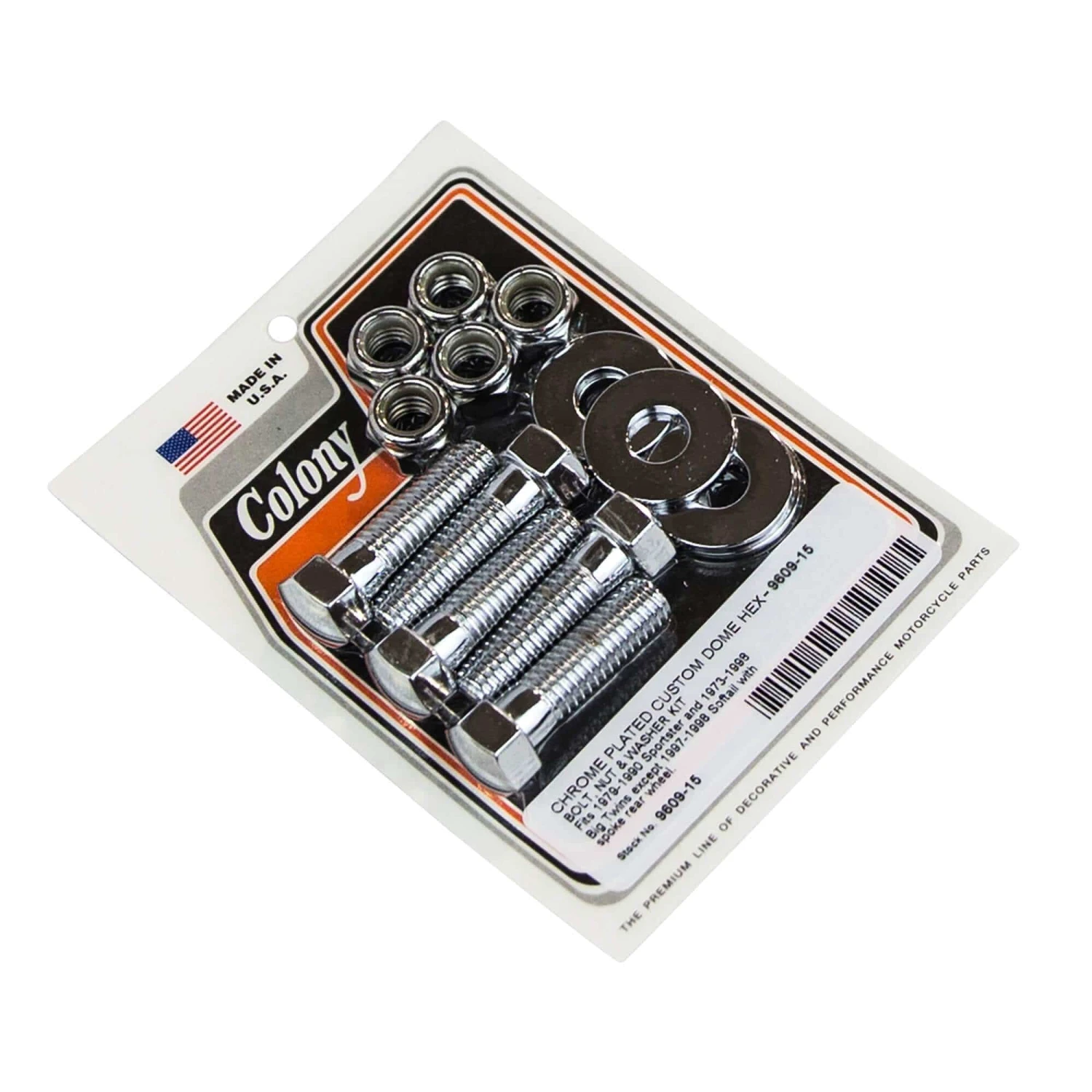 #9609-15 Chrome Hex Bolt & Washer Kit Rear Wheel Harley Big Twin 73-98 XL 79-90 1 #9609-15 Chrome Hex Bolt & Washer Kit Rear Wheel Harley Big Twin 73-98 XL 79-90