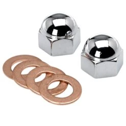 Triumph Oil Feed Chrome Rocker Box Acorn Nuts And Copper Washers #70-1435 70-1335