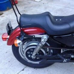 The Rambler Bolt On Sissy Bar - 1994-2003 Sportsters -Moto Core Parts large 3579 gasbox bolt on sissy bar installed 3